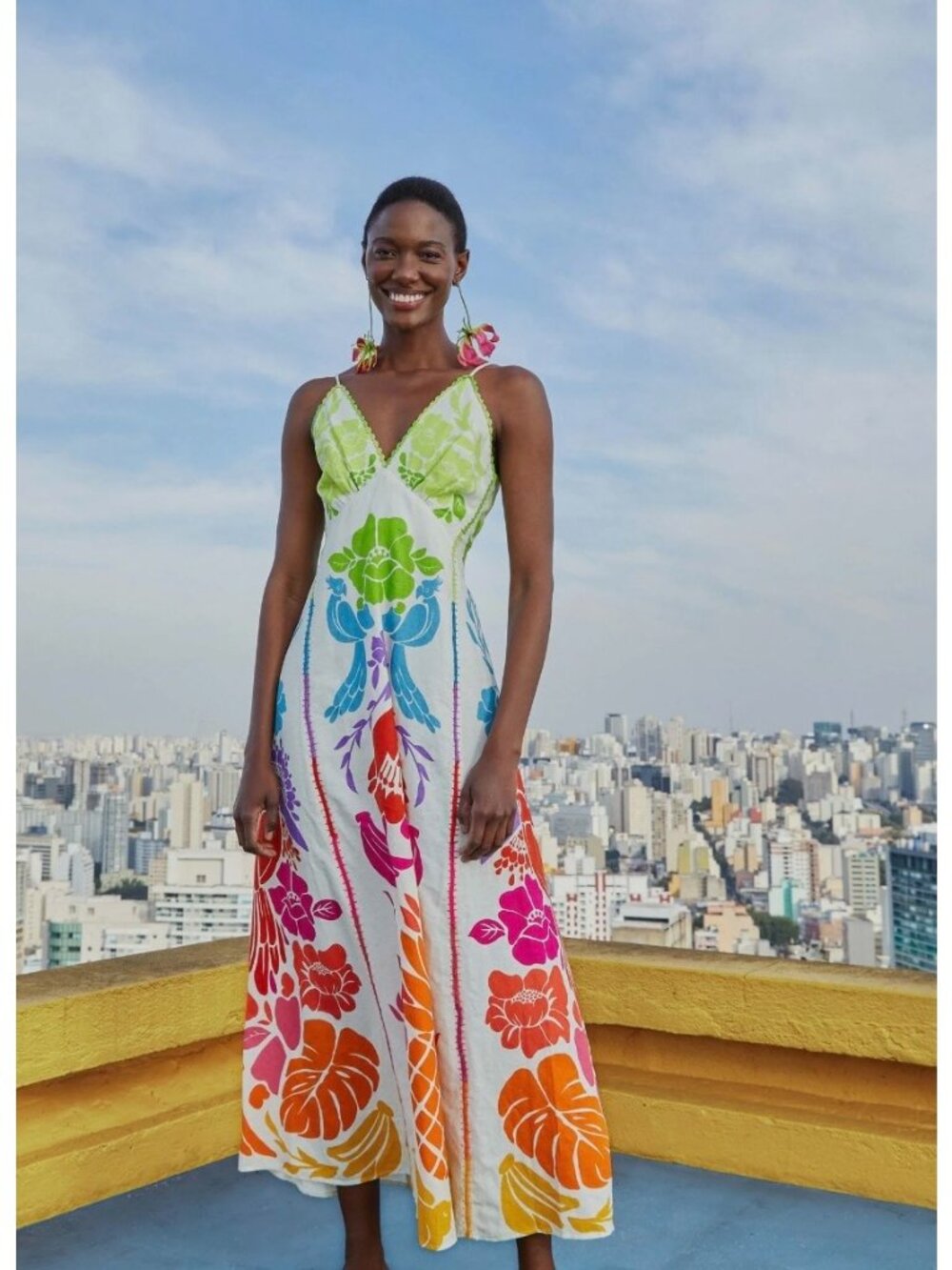 FARM Rio $265 Embroidered Tropical Rainbow Graphic Maxi Dress NWT XS - Picture 11 of 11